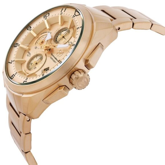 NWT Authentic Technomarine Ocean Chronograph Quartz Gold Dial Men's Watch - Picture 2 of 3
